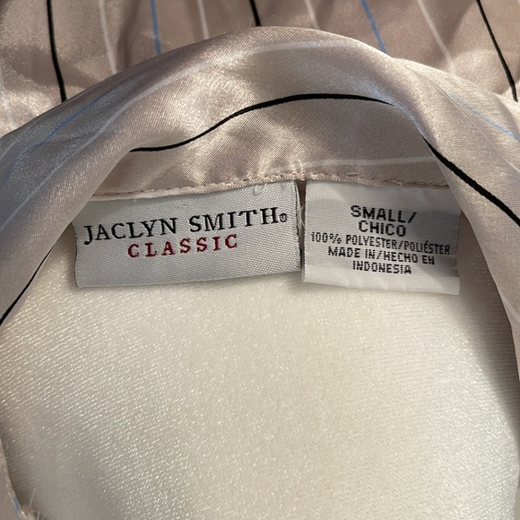 Jacqueline Smith size small satin pinstripe beige top 24-134 - Picture 5 of 8
